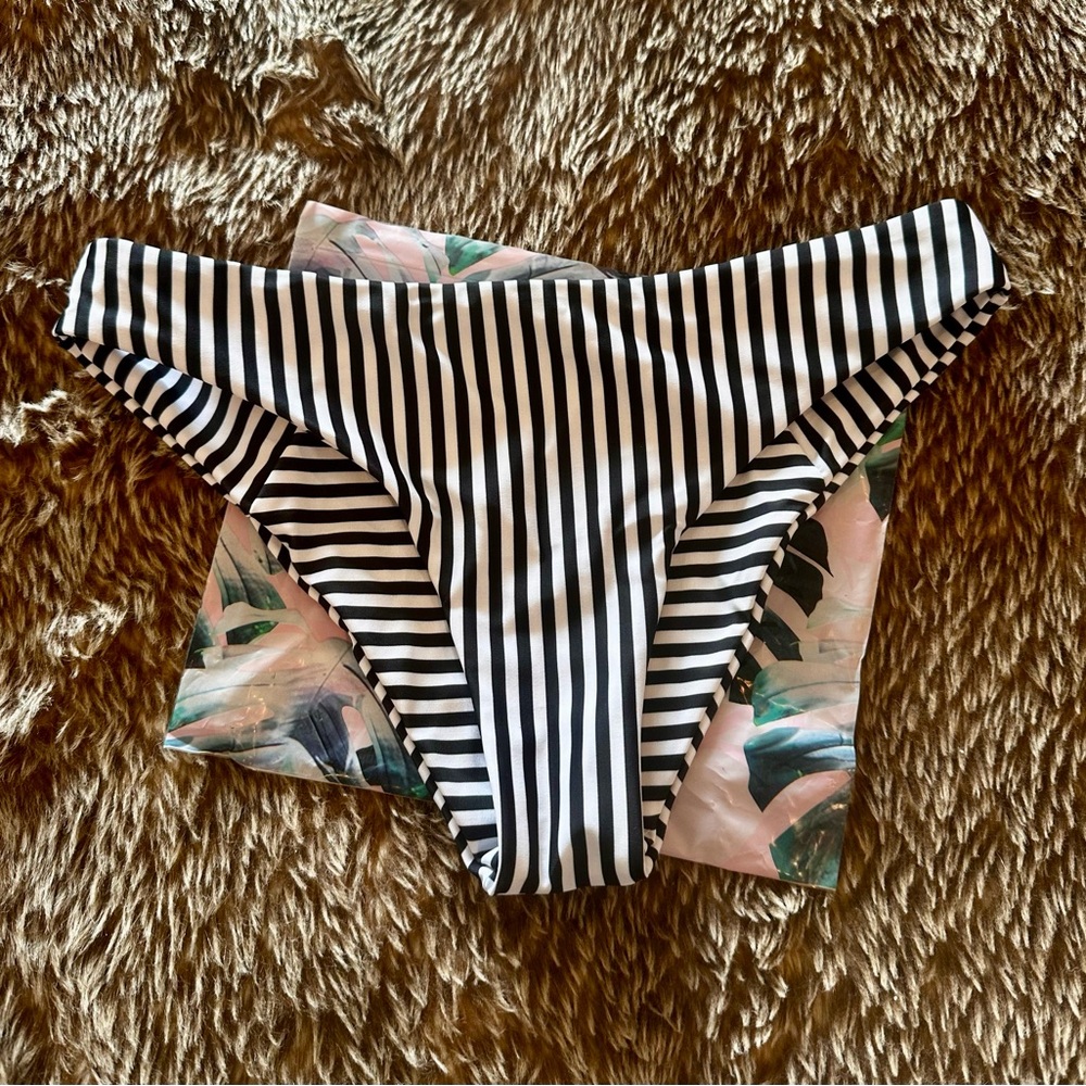 SHEIN Monochrome Striped Bikini Bottom